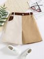 Girls Two Tone Slant Pocket Shorts