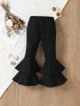 Girls' Lovely Slim Fit Black Flared Jeans