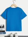 SHEIN Boys' Comfortable Casual Round Neck T-Shirt With Geometric Pattern