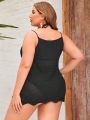 Plus Size 1pc Drawstring Detail Halter Neck Cover Up Dress