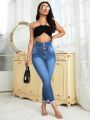 Ultra High Waist Button Fly Skinny Jeans