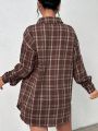 Women's Plaid Button Down Collar Long Sleeve Shirt