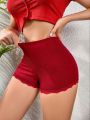 Lace Trim Ribbed Knit Boyshorts