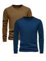 Manfinity Men'S Plus Size Solid Color Round Neck Casual T-Shirt