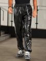 SHEIN Men Chain Detail PU Leather Pants