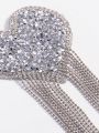 Plus 1 Pair Heart Shaped Rhinestone Fringe Hem Nipple Cover