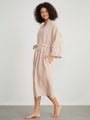 SHEIN Leisure Women'S Belted Wide Sleeve Bathrobe For Home, Soft Skin-Friendly, Comfortable And Breathable.