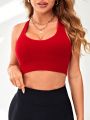 Hollow Out Crisscross Back Sports Bra