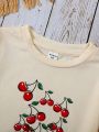 Little Girls' Cherry Printed T-Shirt