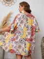 SHEIN Swim BohoFeel Plus Size 1pc Full Print Kimono