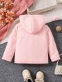 SHEIN Kids Academe Little Girls' Hooded Jacket With Bow Decorations