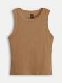 SHEIN BASICS Women's Solid Color Sleeveless Top