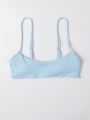 SHEIN Swim Basics Solid Rib Cami Bikini Top