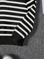 SHEIN Young Boy Striped Pattern Half Zip Sweater