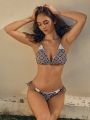 SHEIN Leisure All-over Printed Knotted Side Bikini Swimsuit Set