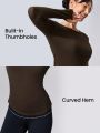 GLOWMODE Ribbed Modal Simple Life Long-Sleeve Hip Length Top With Thumbhole