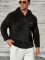 SHEIN Extended Sizes Men Plus Letter Embroidery Zipper Front Teddy Hoodie