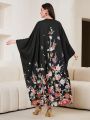 Women's Floral Printed Arabic Style Maxi Dress