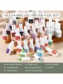 SAVILAND 42PCS Gel Nail Polish Kit – 32 Colors Glitter Gel Polish Set with PH Bond Base Top & Glossy Matte Gel,Soak-off U V Red Green Gel Polish Manicure Kit with Nail Brush File Starter Professional