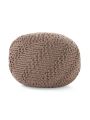 Hazel Indoor Handcrafted Modern Fabric Weave Pouf, Light Brown