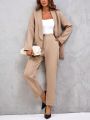 Shawl Collar Suit Jacket And Pants 2pcs/set (belt Not Included)