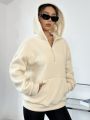 Solid Color Hooded Fleece Sweatshirt