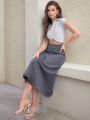 Anewsta Solid Color Sweater Skirt