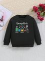 Young Girl Letter & Battery Graphic Sweatshirt