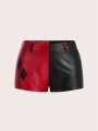 ROMWE PUNK Two Tone PU Leather Shorts