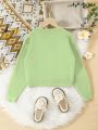 Teen Girls' Casual Simple Solid Color Round Neck Sweater