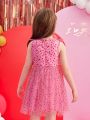 SHEIN Kids CHARMNG Toddler Girls' New Summer Sleeveless Dress Lovely Princess Dress With Heart Pattern