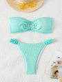 SHEIN X Lily May Mac Women's Mint Green Bikini Set With Separated Top And Bottom