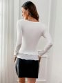 SHEIN Privé Solid Color 2 In 1 Long Sleeve T-Shirt
