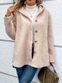 SHEIN Frenchy Solid Color Hooded Furry Coat