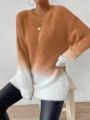 SHEIN Essnce Gradient Fluffy Knit Sweater