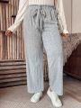 Large Size Paper Bag Knotted Waist Detail Pants