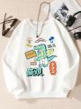 Tween Boy Cartoon Graphic Thermal Lined Sweatshirt