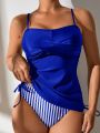 SHEIN SHEIN Swim Classy Striped Drawstring Side Bikini Swimsuit