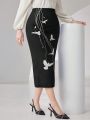 SHEIN Modely Women'S Dove Print Skirt