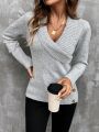 SHEIN Essnce Surplice Neck Button Detail Sweater