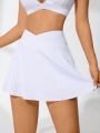 1pc Solid Color High Waist Sport Skort