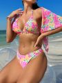 SHEIN Swim Mod 3pcs/Set Flower Print Swimsuit