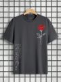 Men'S Rose & Slogan Print T-Shirt