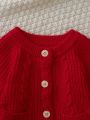 Baby Girl Raglan Sleeve Cable Knit Cardigan