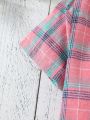 Teen Girls' Classic Plaid Short Sleeve Shirt For Summer