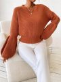 SHEIN LUNE Women's Solid Color Flounce Sleeve Sweater