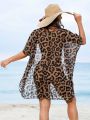 SHEIN Swim BAE Leopard Printed Kimono