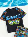 Boys' Cartoon Game Console Printed Swimwear Set