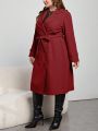 SHEIN Essnce Plus Size Double-breasted Trench Coat With Suit Collar