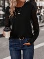 Contrast Lace Bishop Sleeve Sweatshirt